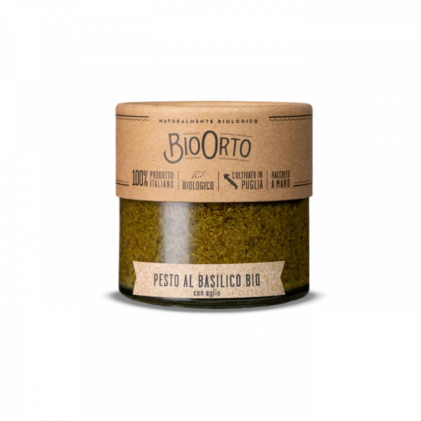 Basil pesto with organic garlic